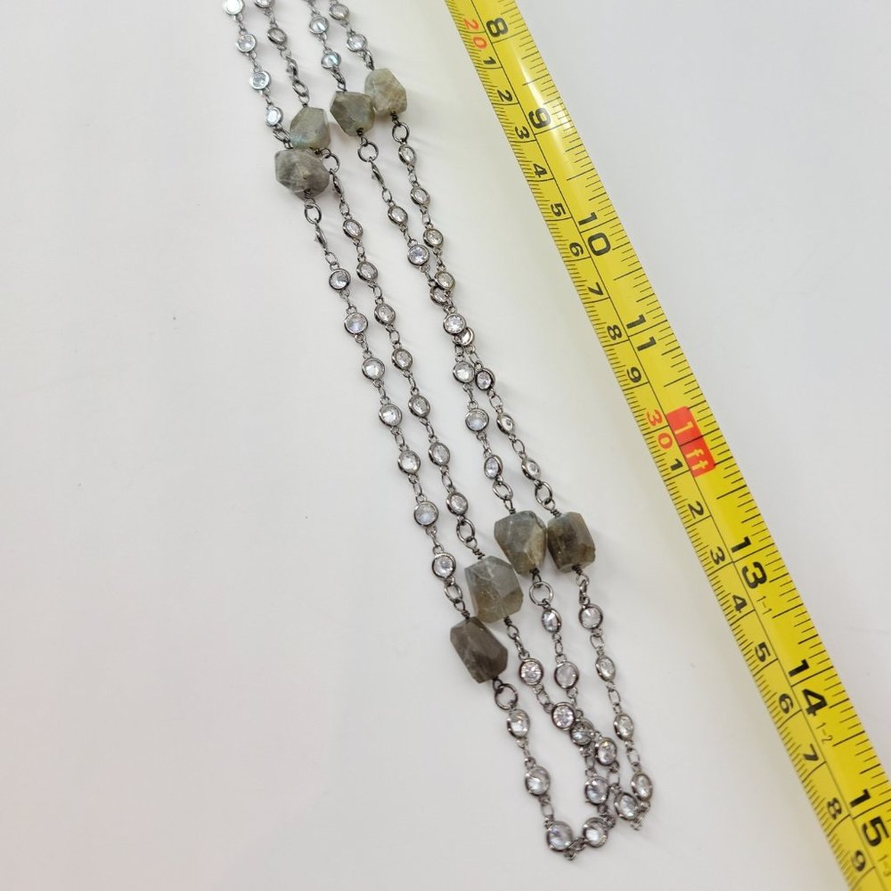 NEW CZ Diamond by the Yard Labradorite Necklace - Picture 12 of 14